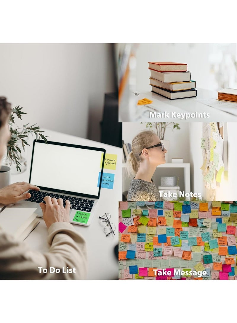 CHU DAI 3 Pads Sticky Notes, Self-Sticky Note Pads Multi Colors, School Supplies Office Products, Writing Memo for Holiday Shop, Teacher Appreciation Xmas Gift and Daily Life Organization - Image 3