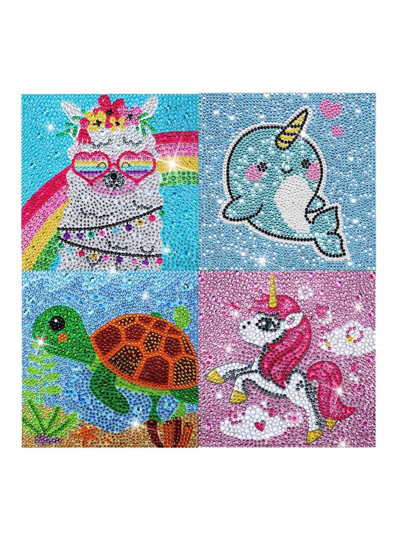 SYOSI 4 Pieces 5D Diamond Painting Kit for Kids Full Drill Painting by Number Kits for Beginners DIY Diamond Rhinestone Art Craft Set for Home Office Wall Decor - Image 1