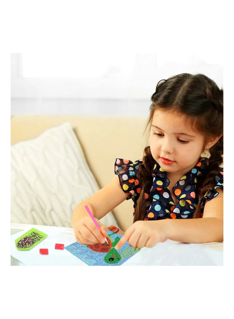 SYOSI 4 Pieces 5D Diamond Painting Kit for Kids Full Drill Painting by Number Kits for Beginners DIY Diamond Rhinestone Art Craft Set for Home Office Wall Decor - Image 4