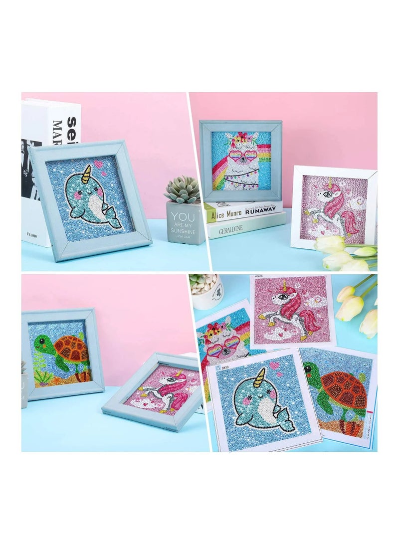 SYOSI 4 Pieces 5D Diamond Painting Kit for Kids Full Drill Painting by Number Kits for Beginners DIY Diamond Rhinestone Art Craft Set for Home Office Wall Decor - Image 5