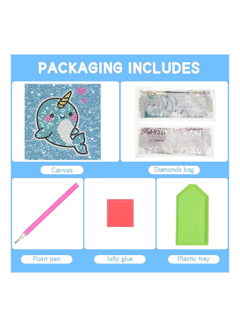 SYOSI 4 Pieces 5D Diamond Painting Kit for Kids Full Drill Painting by Number Kits for Beginners DIY Diamond Rhinestone Art Craft Set for Home Office Wall Decor - Image 3