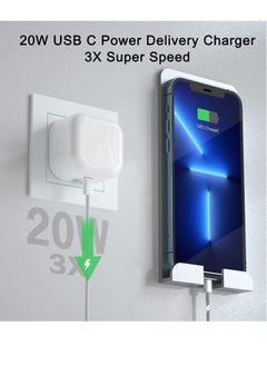 ELTRAZONE iPhone Charger Cable and Plug, iPhone Fast Charger 20W PD 3.0 USB C Wall Charger Plug with 1M iPhone Fast Charging Cable USB C Fast Charger Compatible with Phone 13 12 11 Pro Max Mini X XR Xs 8, Pad  - Image 2