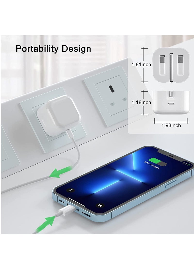ELTRAZONE - iPhone Charger Cable and Plug, iPhone Fast Charger 20W PD 3.0 USB C Wall Charger Plug with 1M iPhone Fast Charging Cable USB C Fast Charger Compatible with Phone 13 12 11 Pro Max Mini X XR Xs 8, Pad - Image 1