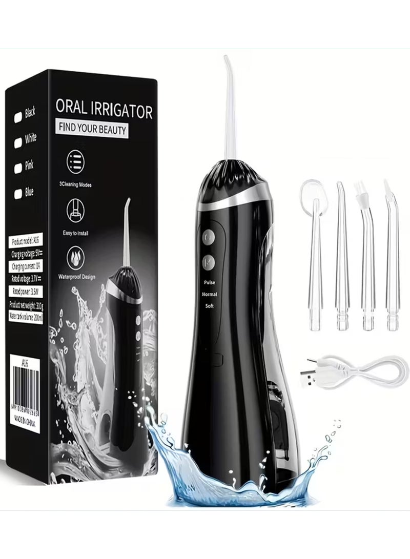 Portable Oral irrigator, Power Flosser, Cordless Oral Irrigator Cordless Irrigator, Dental Oral Irrigator IPX7 Waterproof 4 Jet Tips USB Rechargeable for Home and Travel - Image 1