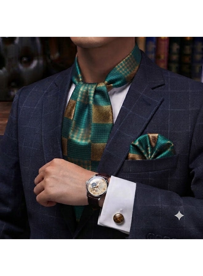 Men's Set Consisting Of Three Pieces (tie - Handkerchief - Cufflinks) - Image 1