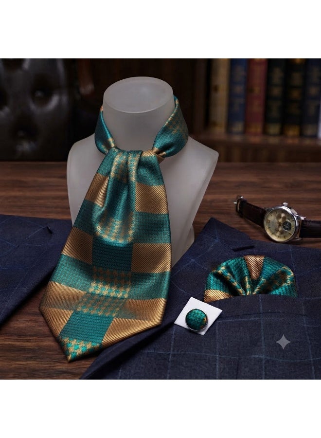 Men's Set Consisting Of Three Pieces (tie - Handkerchief - Cufflinks) - Image 3