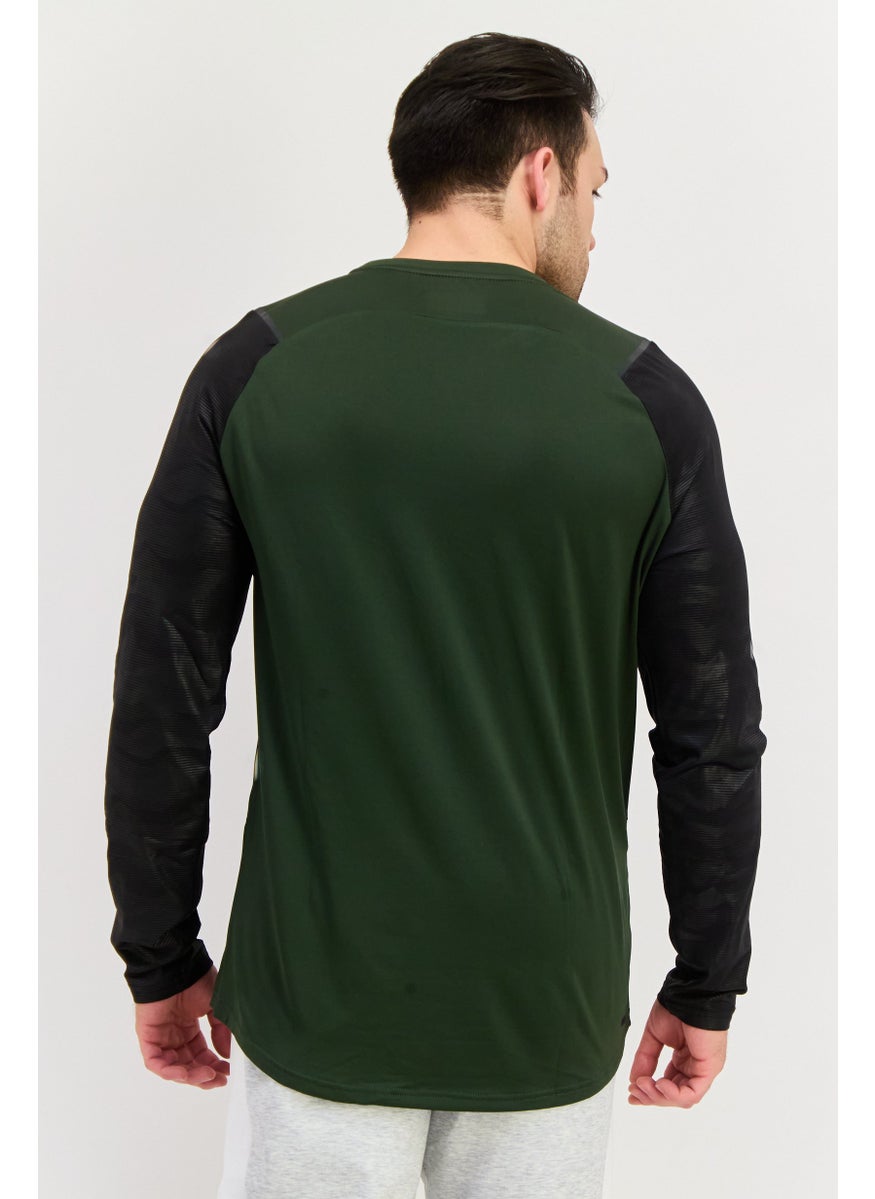 RBX - Men Sportswear Fit Long Sleeve Brand Logo T-Shirt, Green - Image 1