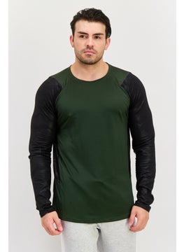 Men Sportswear Fit Long Sleeve Brand Logo T-Shirt, Green
