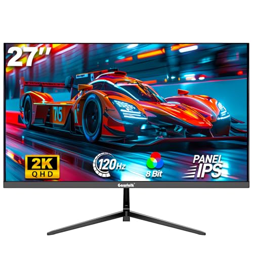 Gawfolk Gaming Monitor 27 inch QHD IPS, PC Screen 120Hz 2K (2560×1440P), Ultra-Thin Zero Frame Computer Display for Home Office Business, DP, HDMI, Wall-Mounted - Image 1
