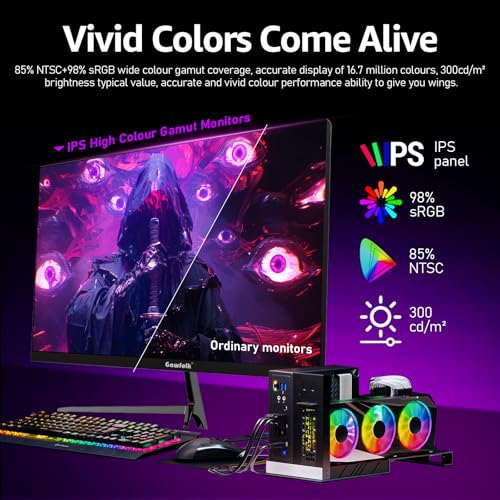 Gawfolk Gaming Monitor 27 inch QHD IPS, PC Screen 120Hz 2K (2560×1440P), Ultra-Thin Zero Frame Computer Display for Home Office Business, DP, HDMI, Wall-Mounted - Image 2