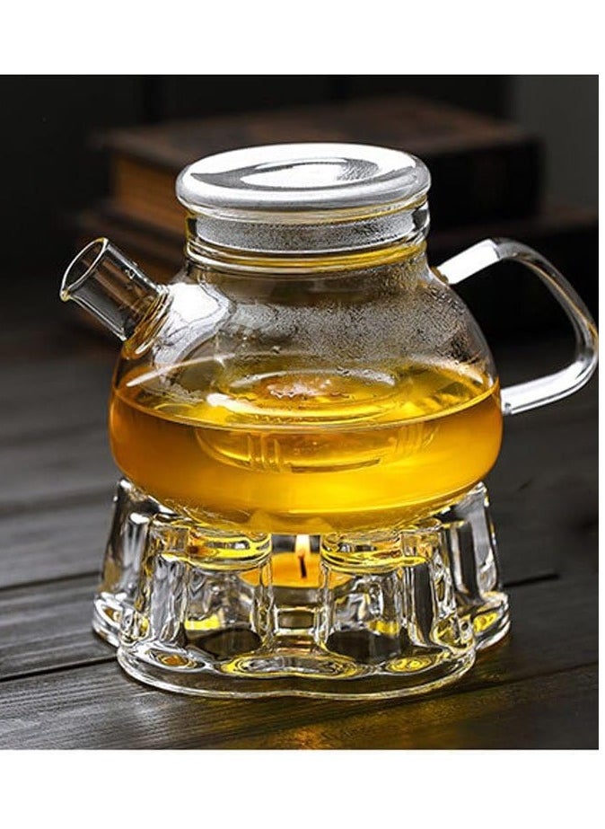 Crystal Clear Glass Teapot Warmer with Stable Holder for Tealight Stand, Ideal for Teapot Sizes Ranging from 400ml to 1200ml