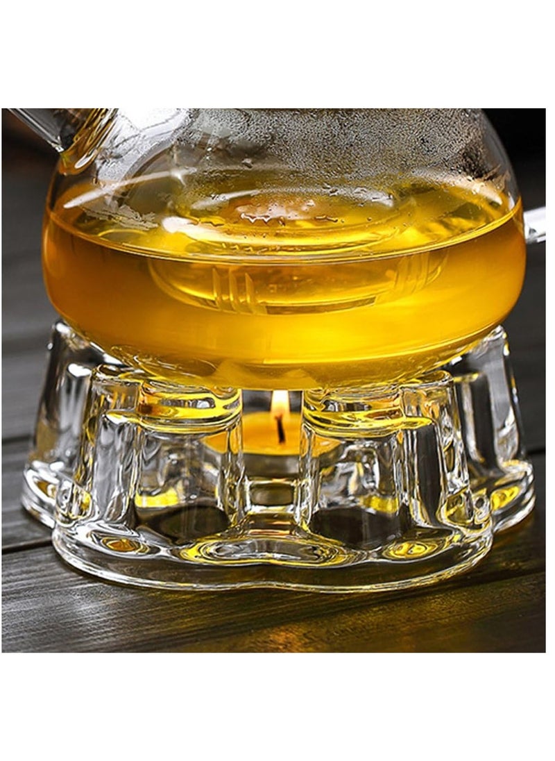 Crystal Clear Glass Teapot Warmer with Stable Holder for Tealight Stand, Ideal for Teapot Sizes Ranging from 400ml to 1200ml