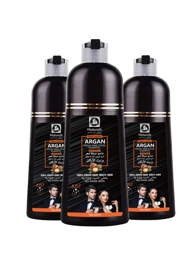ناتشورالز شامبو صبغه للشعر بزيت الارجان اسود طبيعي من ناتشورال سيبي 400 مل 3 علب - Image 1