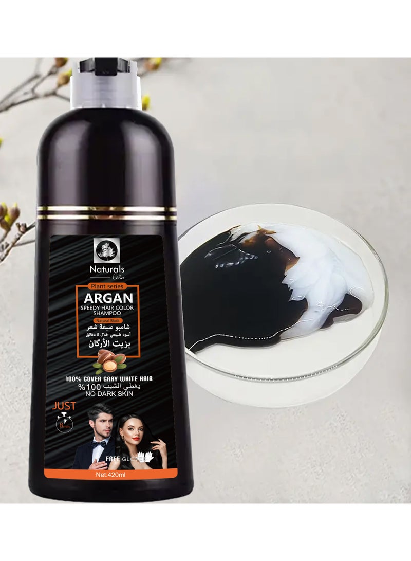 ناتشورالز شامبو صبغه للشعر بزيت الارجان اسود طبيعي من ناتشورال سيبي 400 مل 3 علب - Image 3
