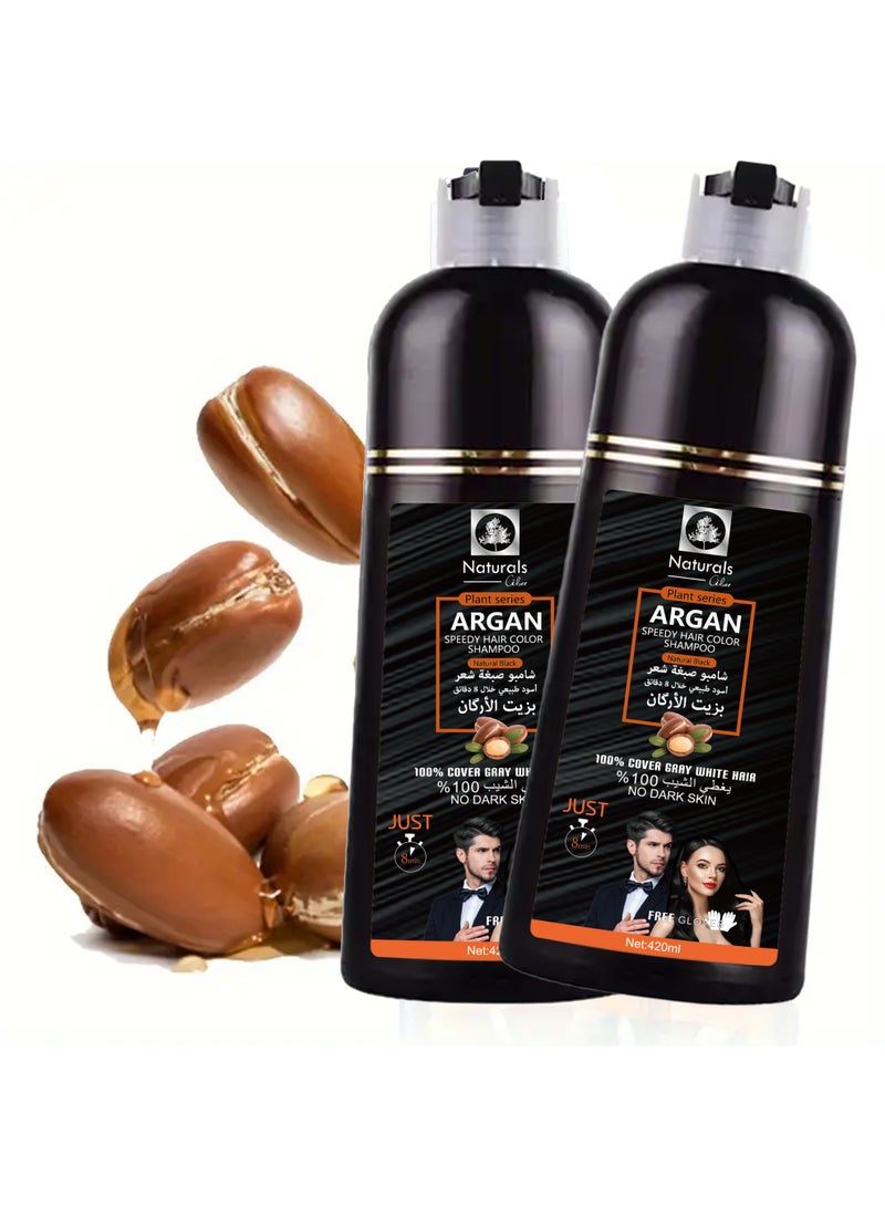 ناتشورالز شامبو صبغه للشعر بزيت الارجان اسود طبيعي من ناتشورال سيبي 400 مل 3 علب - Image 4