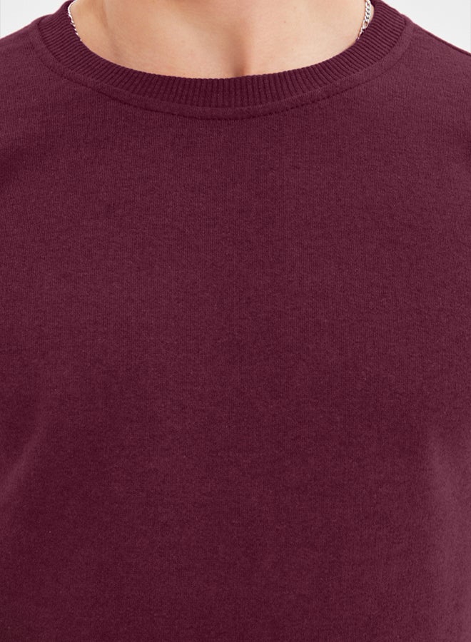 trendyol Claret Red Regular/Normal Cut Inside Polar Fleece/Warm Sweatshirt TMNAW21SW1208 - Image 4