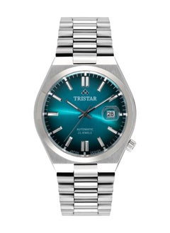 Tristar NJ Series Men's Automatic Watch Gradiant Blue Index Dial Stainless Steel Bracelet Wrist Watch for M  - Image 1