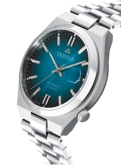 Tristar NJ Series Men's Automatic Watch Gradiant Blue Index Dial Stainless Steel Bracelet Wrist Watch for M  - Image 2