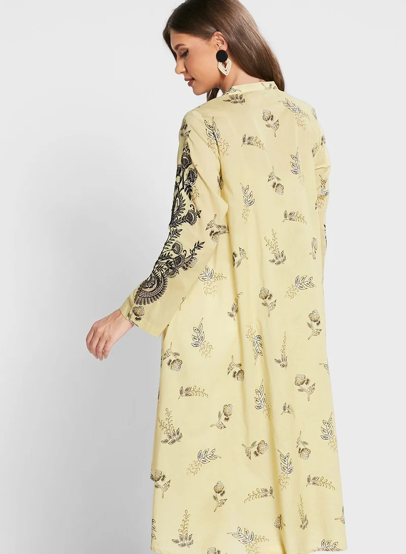 Nishat Linen Button Detail Printed Kurti With Dupatta