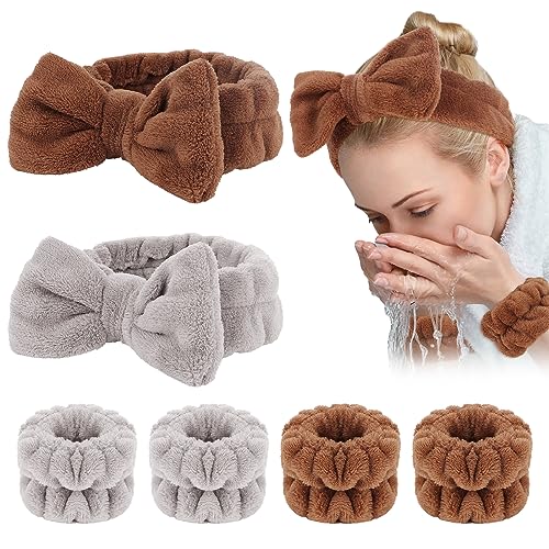 WHAVEL 6PCS Spa Headband and Wristbands Set Face Wash Headband Wrist Bands for Washing Face Makeup Skincare Hair Band Skin Care Accessories Tools - Image 1