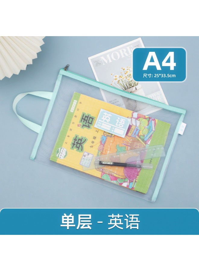 New A4 Subject Double-layer Mesh Bag Textbook Classifiion Transparent Storage Bag Student Test Paper Zipper Portable File Bag - Image 1