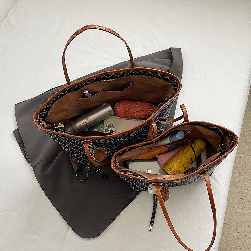 Tote Bag Large Capacity All-Match Casual Texted Shoulder Bag Retro Casual Commuter Bag Women'S - Image 5