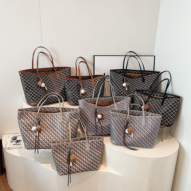 Tote Bag Large Capacity All-Match Casual Texted Shoulder Bag Retro Casual Commuter Bag Women'S - Image 4