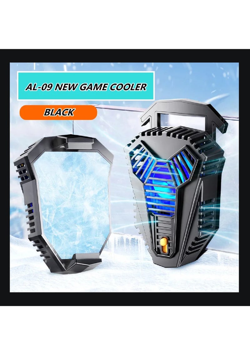 DIGI CORE AL09 Mobile Phone Cooling Fan Game Phone Cooler Silent Radiator LED Lights Adjustable Portable Heat Sink Semiconductor USB Phone Radiator For All Smartphones Radiator Cooler AL09 Black  - Image 2