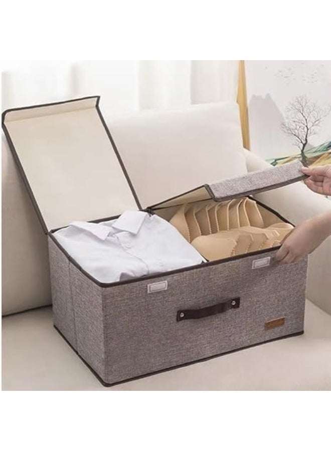 NAMA Foldable Storage Basket Bin Closet Drawer Organizer Box with Double Lid Cover and Handle for Home, Office, Undergarments Closet Toys(1 PCS) 50 X 30 X 25 CM - Image 2