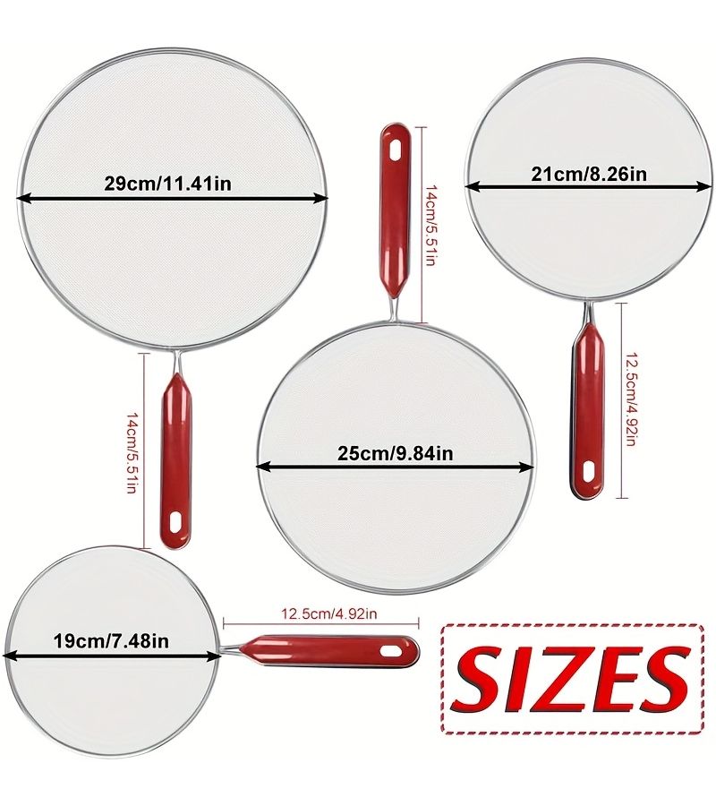 4 Pcs Red Handle Oil Shielding Mesh High Quality Cover - Image 3