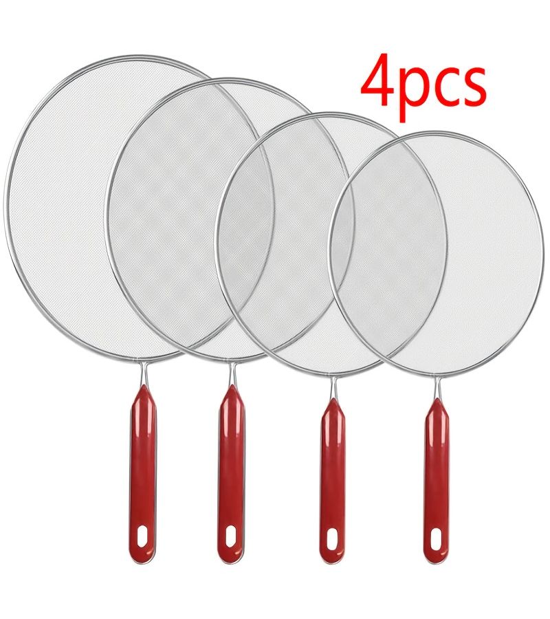 4 Pcs Red Handle Oil Shielding Mesh High Quality Cover - Image 1