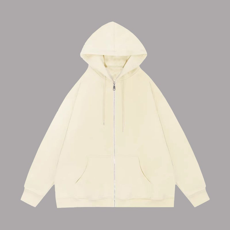 Generic Solid color cross-border sweater supply full zipper hoodie mens blank cardigan zipper hoodie sweater spot Khakis (short zipper)