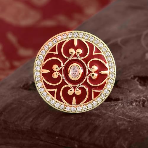VOYLLA Pashmina Ring|Rings For Women|Statement Rings For Women|Wedding|Party|Gift For Women|Enameled|Kundan Rings| (Ziya) - Image 2