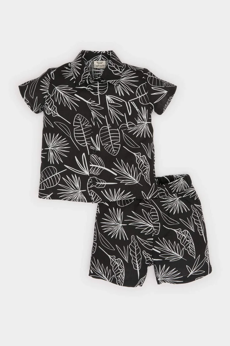ديفاكتو Baby Boy Printed Flam Poplin 2 Piece Set