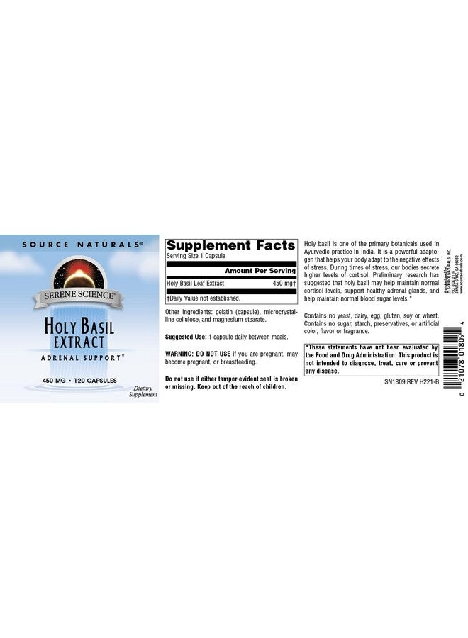 Source Naturals Holy Basil Extract, Adrenal Support* 450mg -120 Capsules - Image 4