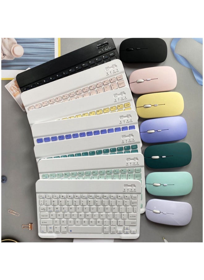 SHOPI - Rechargeable Bluetooth Keyboard And Mouse Combo Ultra-Slim Portable Compact Set For Android Windows Tablet Cell Phone IPhone IPad Pro Air Mini OS IOS 13 And Above Green - Image 1