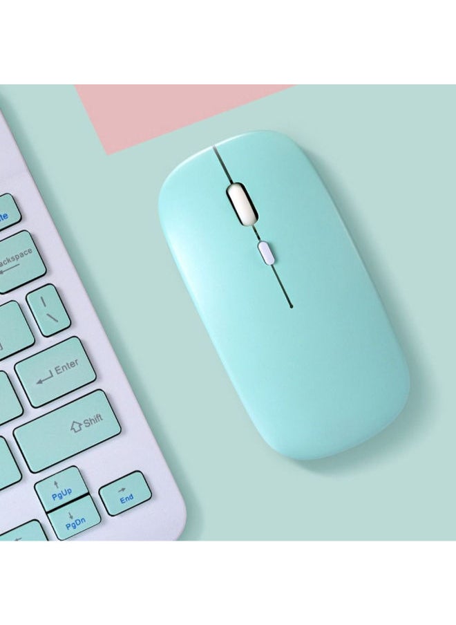SHOPI - Rechargeable Bluetooth Keyboard And Mouse Combo Ultra-Slim Portable Compact Set For Android Windows Tablet Cell Phone IPhone IPad Pro Air Mini OS IOS 13 And Above Green - Image 1
