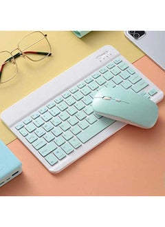 Rechargeable Bluetooth Keyboard And Mouse Combo Ultra-Slim Portable Compact Set For Android Windows Tablet Cell Phone IPhone IPad Pro Air Mini OS IOS 13 And Above Green