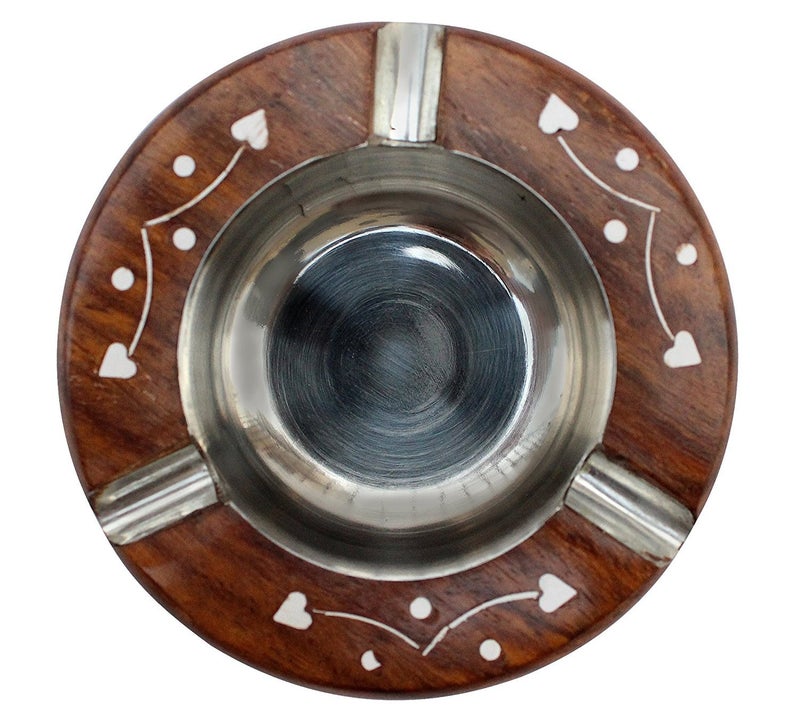 Craftland Craft land Handmade Wooden round ashtray for Home Office Car Gifts - Image 3