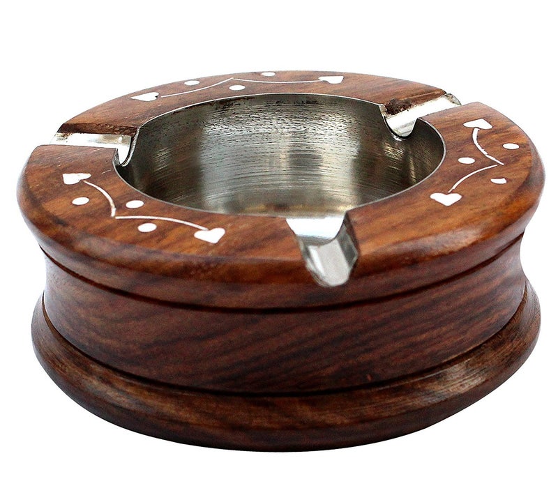 Craftland Craft land Handmade Wooden round ashtray for Home Office Car Gifts - Image 2