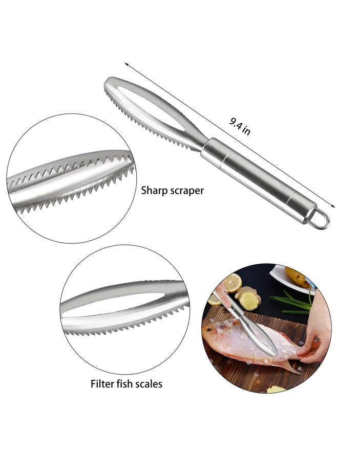 Openfly Fish Scaler Tool, Stainless Steel Fish Scaler Remover Fish Scraper Scaler with Sawtooth, Fish Skin Graters Fish Tweezers Fish Descaler Tool for Cleaning Fish - Image 3