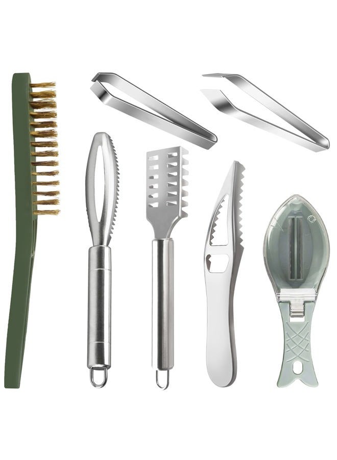 Openfly Fish Scaler Tool, Stainless Steel Fish Scaler Remover Fish Scraper Scaler with Sawtooth, Fish Skin Graters Fish Tweezers Fish Descaler Tool for Cleaning Fish - Image 1