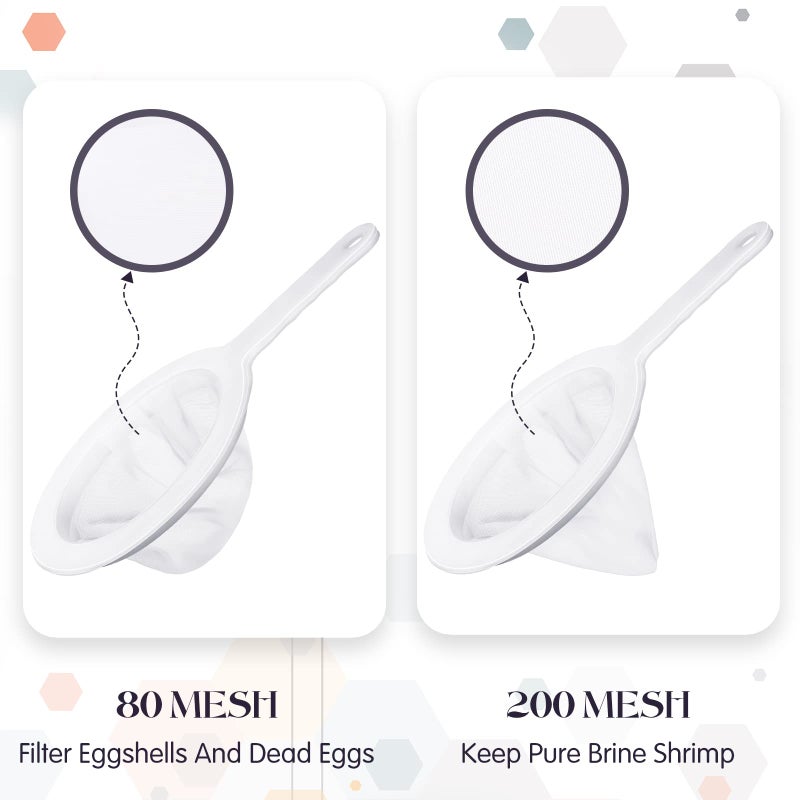Yinkin 2 Pcs Baby Brine Shrimp Net Sieve Fish Net Aquarium 80 Mesh 200 Mesh Sieve for Filter Shrimp Hatchery Fry Brine Eggs for Hatching Baby Fish Separator - Image 3