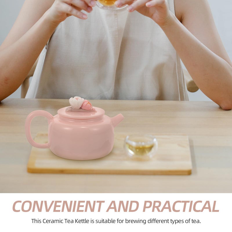 Handmade Floral Ceramic Teapot Chinese Style Portable Heat Resistant Tea Pot for Office Travel - Image 4