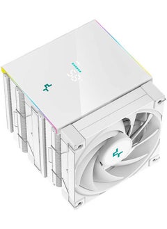 DEEPCOOL AK620 Digital WH Performance CPU Cooler, 6×6 mm Heatpipes, 500~1850 RPM Fan Speed, 68.99 CFM Airflow, ≤28 dB(A) Noise, Fluid Dynamic Bearing, 12 VDC Fan Voltage, Addressable RGB LED, 3-pin & 9-pin USB 2.0 Connector, Digital Status Screen, ARGB LED Strips, White | R-AK620-WHADMN-G  - Image 4