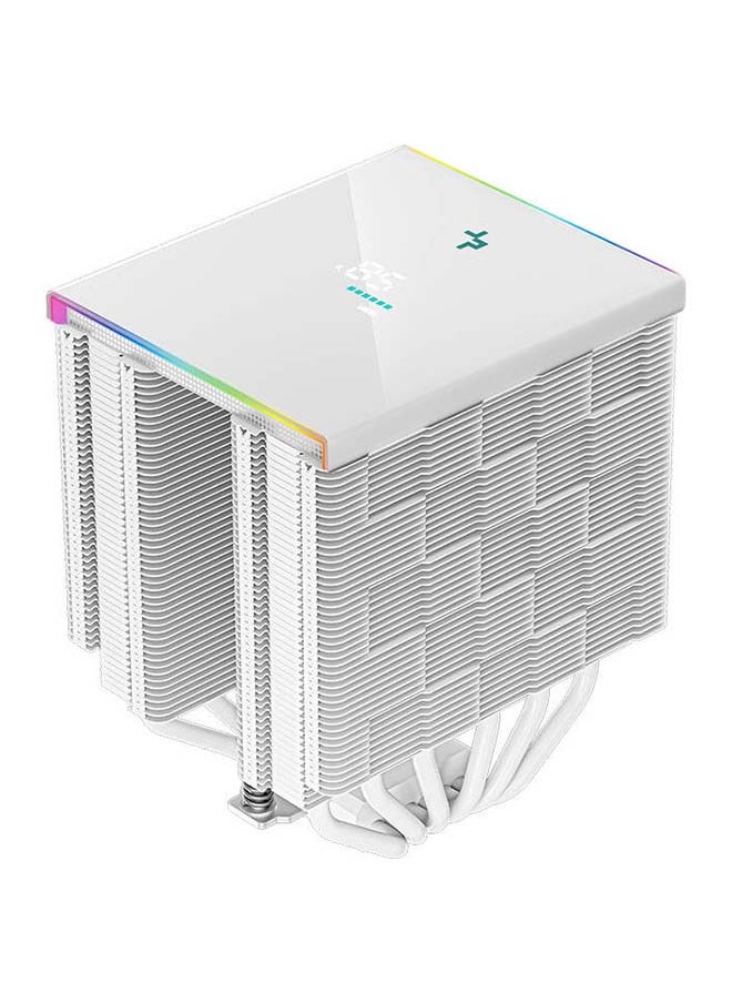 DEEPCOOL مبرد هواء وحدة المعالجة المركزية الرقمي DeepCool AK620، تصميم مبدد حراري مزدوج البرج، مروحة 120 مم، سرعة 1850 دورة في الدقيقة وتدفق هواء 68.99 CFM، 6 أنابيب حرارية نحاسية، شاشة حالة رقمية، شرائط LED ARGB، أبيض | R-AK620-WHADMN-G  - Image 5