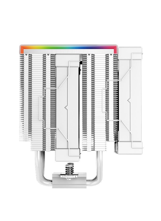 AK620 Digital WH Performance CPU Cooler, 6×6 mm Heatpipes, 500~1850 RPM Fan Speed, 68.99 CFM Airflow, ≤28 dB(A) Noise, Fluid Dynamic Bearing, 12 VDC Fan Voltage, Addressable RGB LED, 3-pin & 9-pin USB 2.0 Connector, Digital Status Screen, ARGB LED Strips, White | R-AK620-WHADMN-G