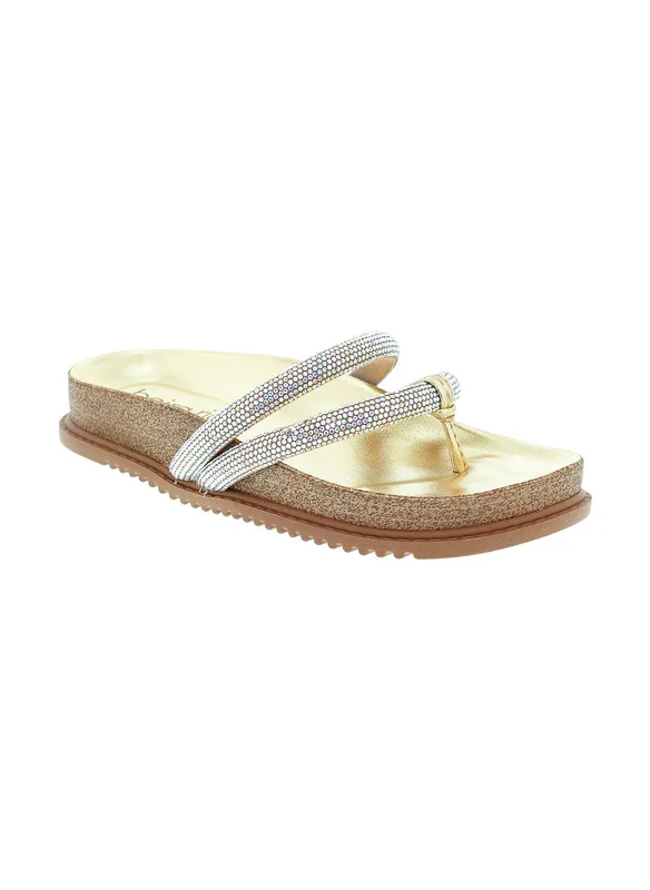 بيرا ريو Beira Rio Ladies Flat Sandals Gold | Made In Brazil