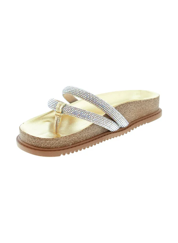 بيرا ريو Beira Rio Ladies Flat Sandals Gold | Made In Brazil