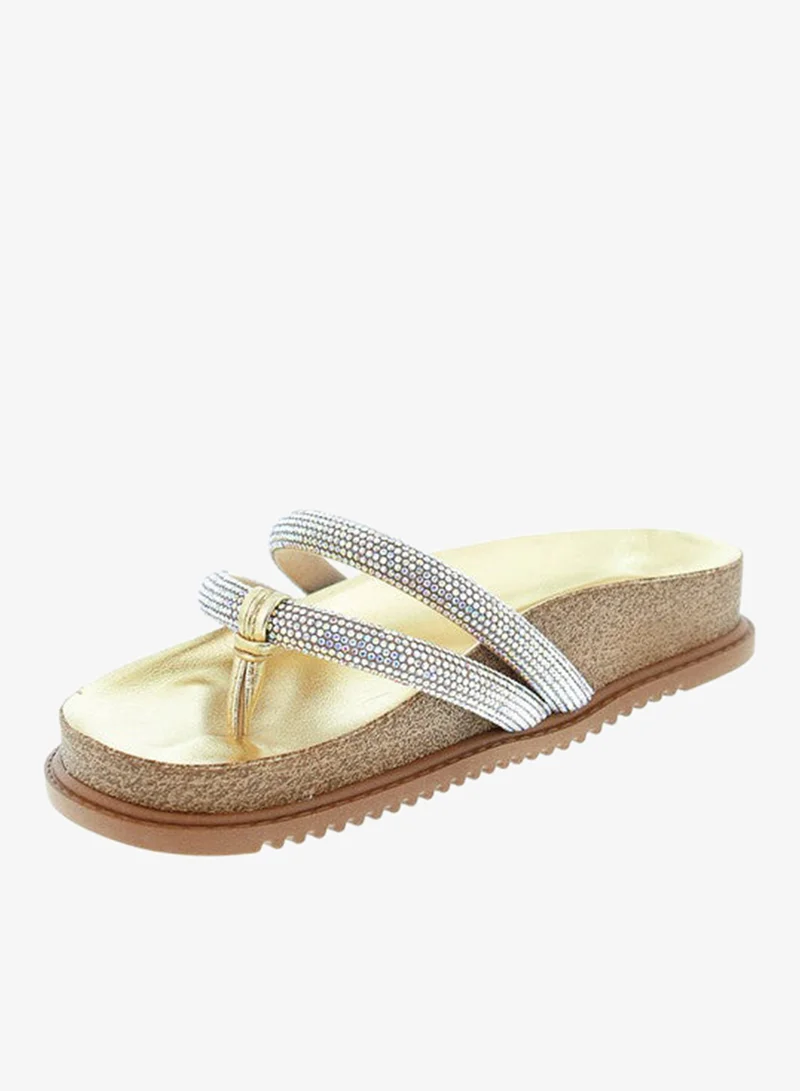 Beira Rio Gold Flat Sandals for Women – Stylish Ladies Flat Sandals & Comfortable Flat Slippers for Women | Best Price UAE